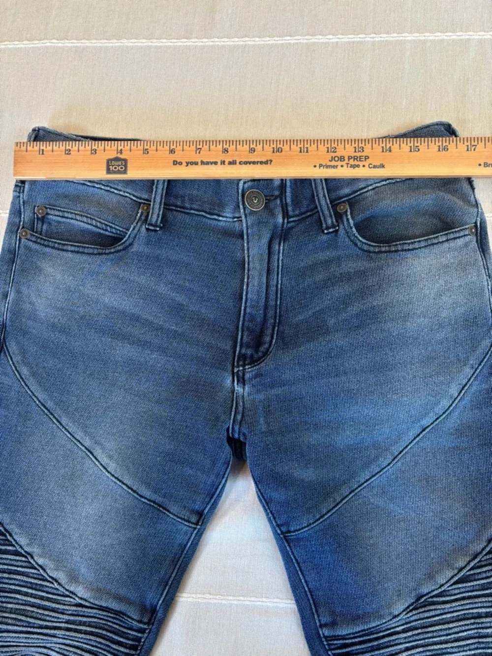 True Religion Rocco Moto Relaxed Skinny Jeans Blue Denim Men’s Size 32